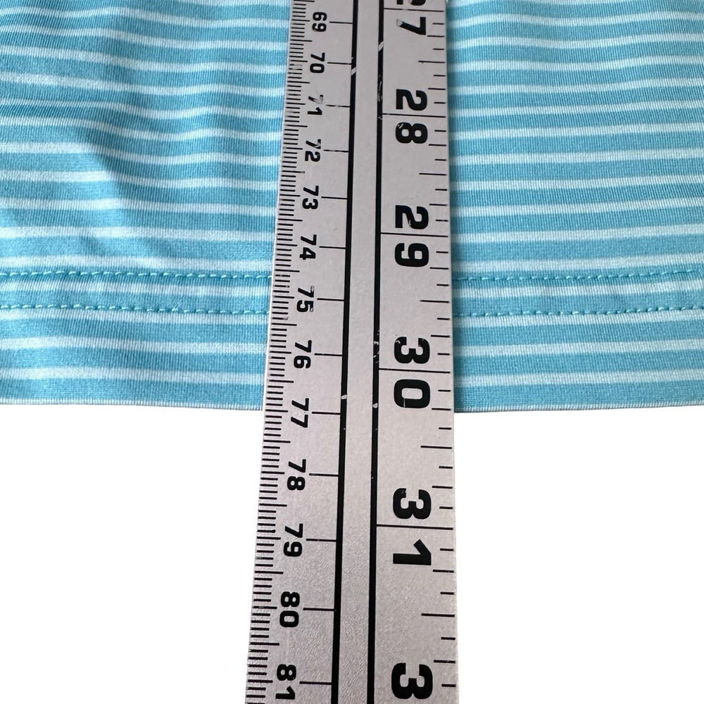 Vineyard Vines Mens L On-The-Go Sankaty Polo Shirt Teal Aqua Striped Performance - Picture 11 of 11